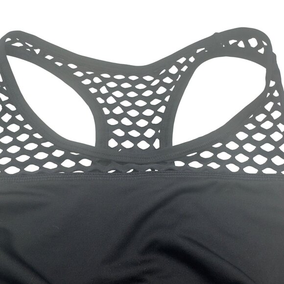 Victorias Secret Pink Ultimate Unlined Mesh Sports Bra Medium Black Racerback - Picture 3 of 6
